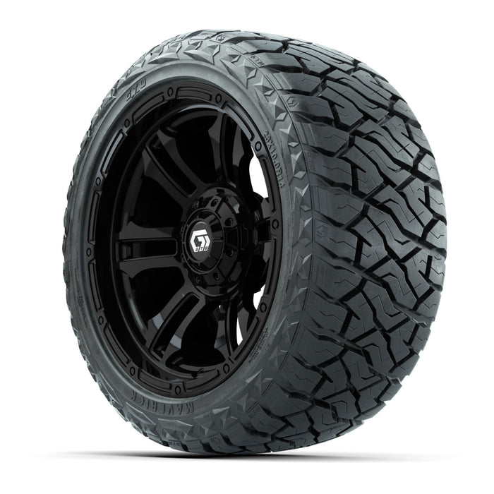 GTW 14' Shogun Wheels Gloss Black and Maverick Low Profile & All Terrain Tires Combo Set of 4
