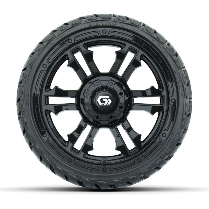 GTW 14' Shogun Wheels Gloss Black and Maverick Low Profile & All Terrain Tires Combo Set of 4