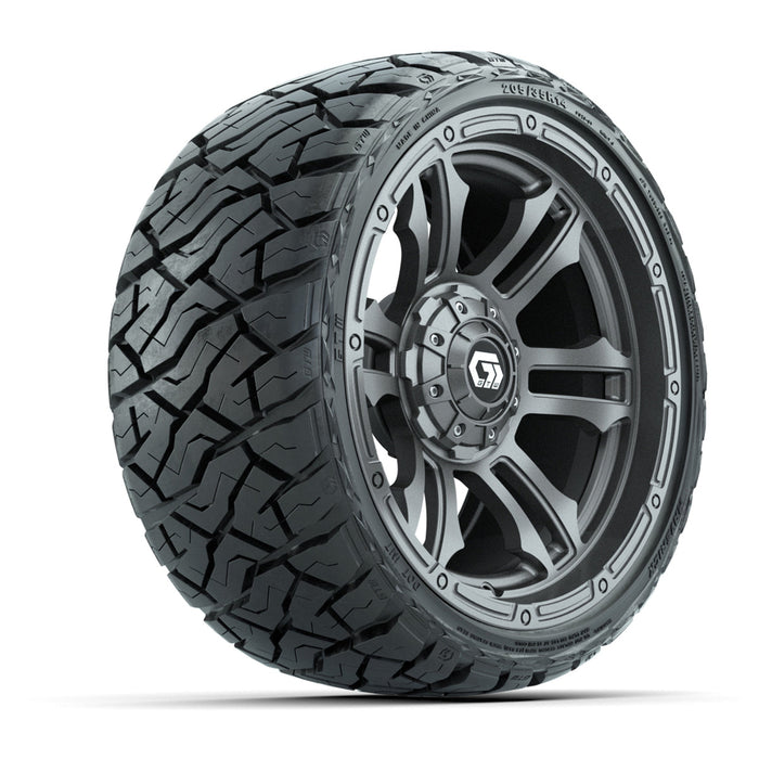 GTW 14' Shogun Wheels Gloss Gunmetal and Maverick Low Profile & All Terrain Tires Combo Set of 4
