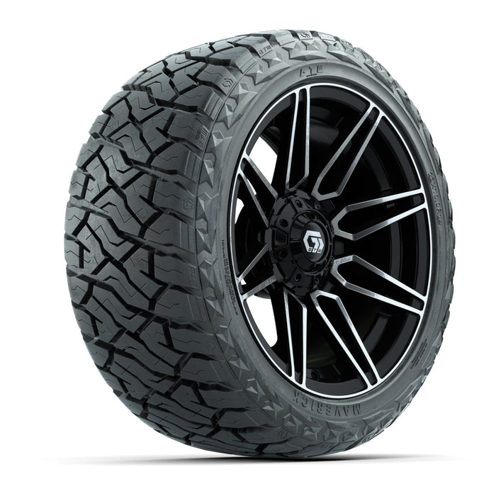 GTW 14' Stealth Wheels Machined Gloss Black and Maverick Low Profile & All Terrain Tires Combo Set of 4