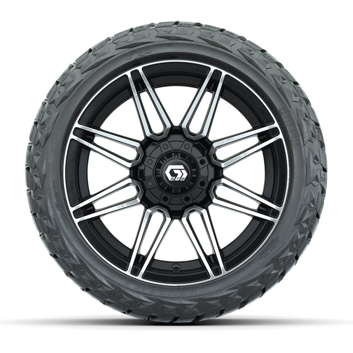 GTW 14' Stealth Wheels Machined Gloss Black and Maverick Low Profile & All Terrain Tires Combo Set of 4