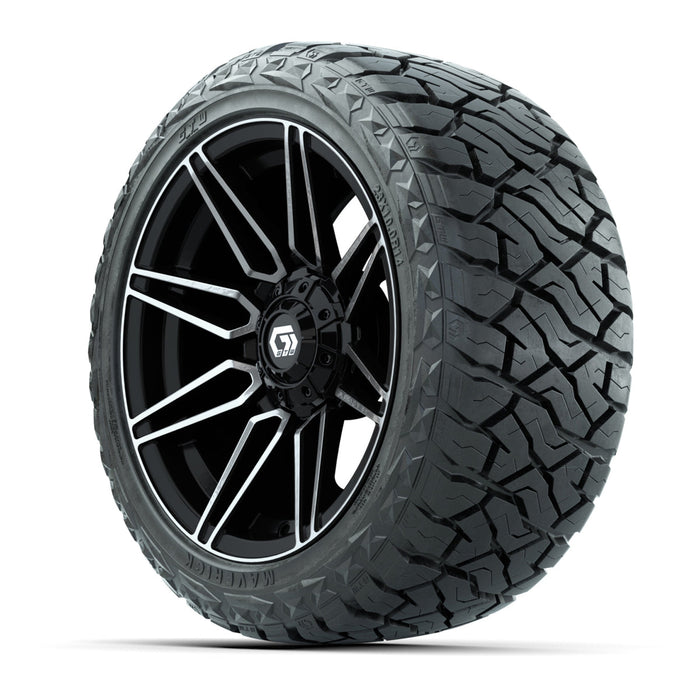 GTW 14' Stealth Wheels Machined Gloss Black and Maverick Low Profile & All Terrain Tires Combo Set of 4