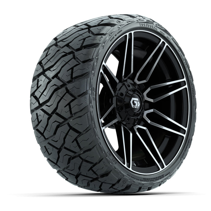 GTW 14' Stealth Wheels Machined Gloss Black and Maverick Low Profile & All Terrain Tires Combo Set of 4