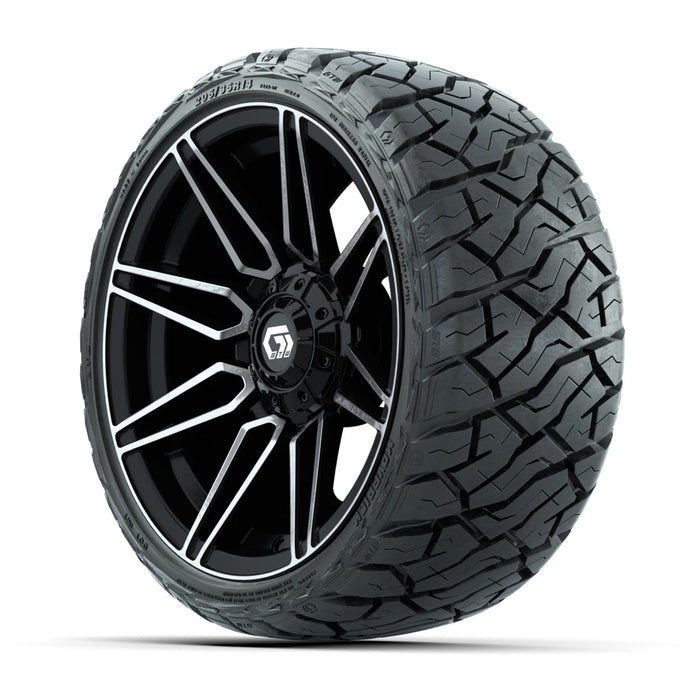 GTW 14' Stealth Wheels Machined Gloss Black and Maverick Low Profile & All Terrain Tires Combo Set of 4