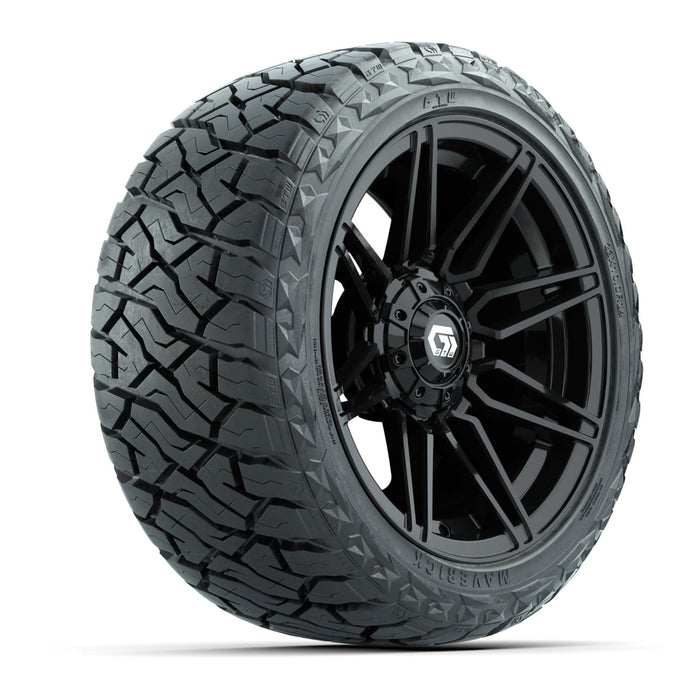 GTW 14' Stealth Wheels Gloss Black and Maverick Low Profile & All Terrain Tires Combo Set of 4