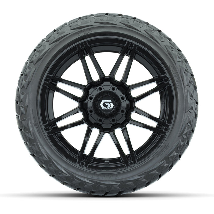 GTW 14' Stealth Wheels Gloss Black and Maverick Low Profile & All Terrain Tires Combo Set of 4