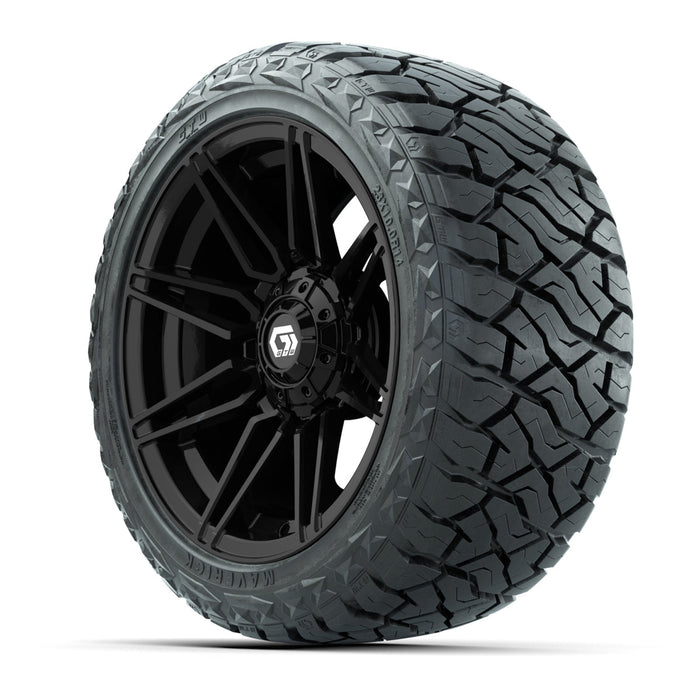 GTW 14' Stealth Wheels Gloss Black and Maverick Low Profile & All Terrain Tires Combo Set of 4