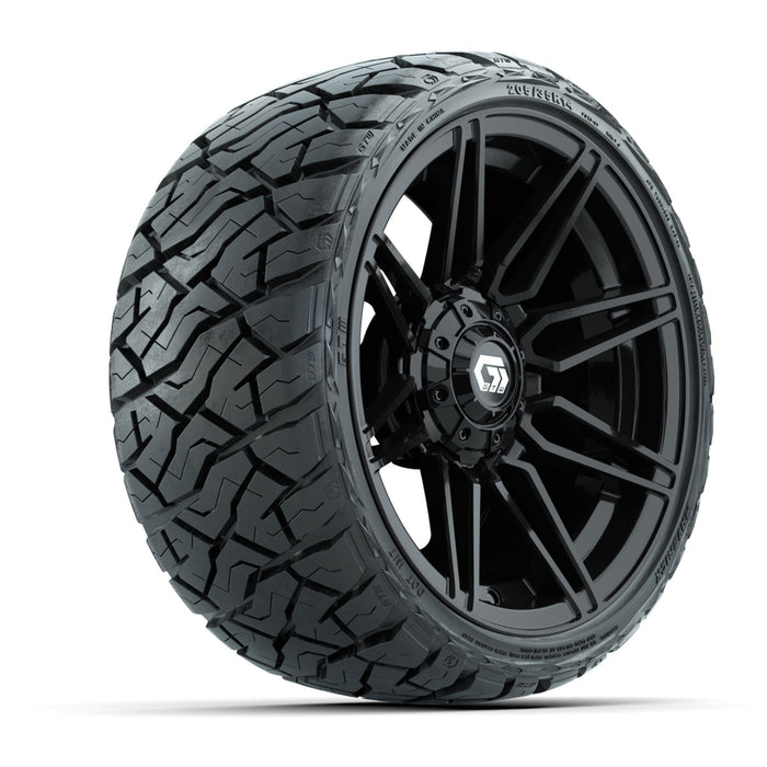GTW 14' Stealth Wheels Gloss Black and Maverick Low Profile & All Terrain Tires Combo Set of 4