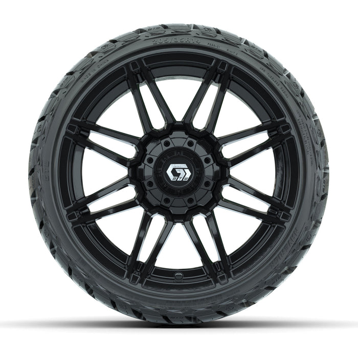 GTW 14' Stealth Wheels Gloss Black and Maverick Low Profile & All Terrain Tires Combo Set of 4