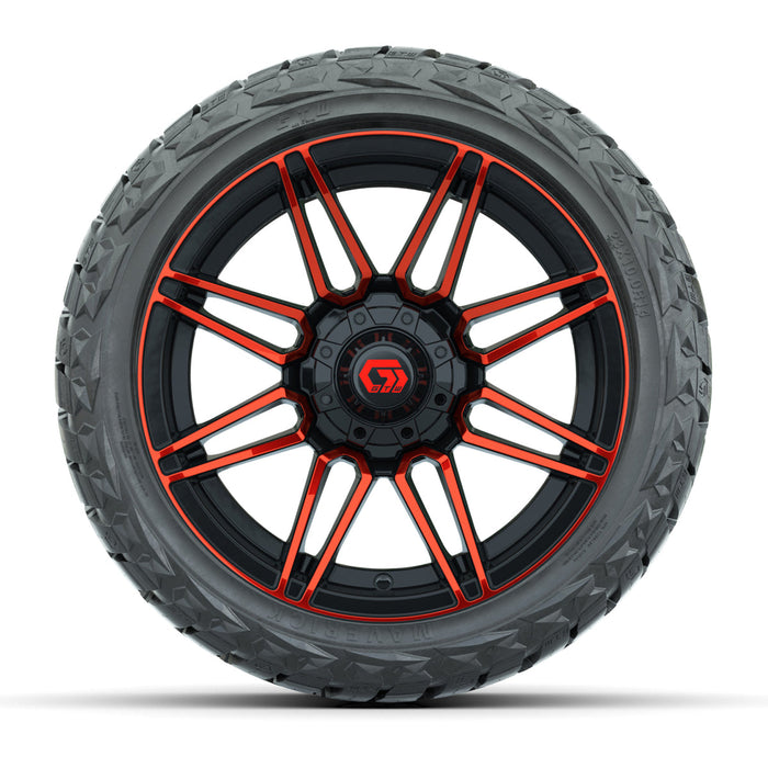 GTW 14' Stealth Wheels Gloss Black/Red and Maverick Low Profile & All Terrain Tires Combo Set of 4