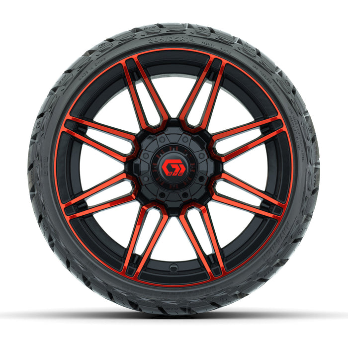 GTW 14' Stealth Wheels Gloss Black/Red and Maverick Low Profile & All Terrain Tires Combo Set of 4