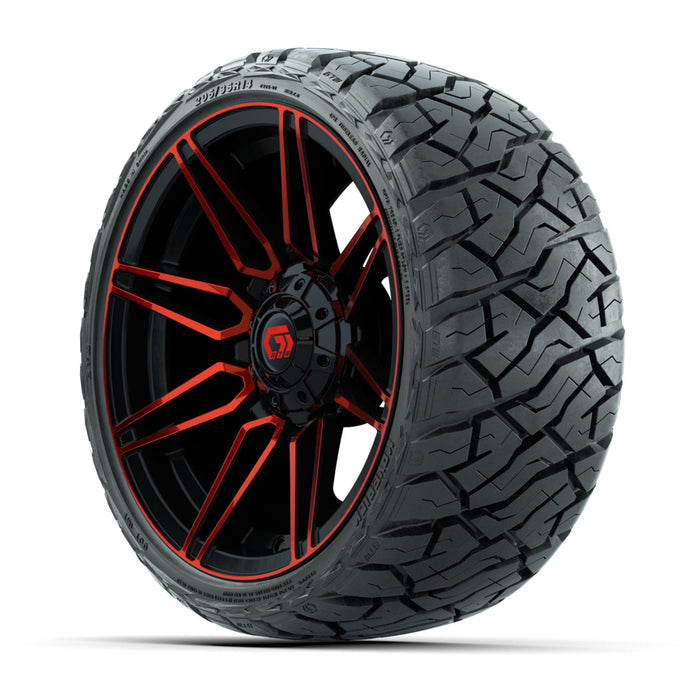GTW 14' Stealth Wheels Gloss Black/Red and Maverick Low Profile & All Terrain Tires Combo Set of 4