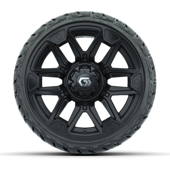 GTW 14' Graffiti Wheels Gloss Black and Maverick Low Profile & All Terrain Tires Combo Set of 4