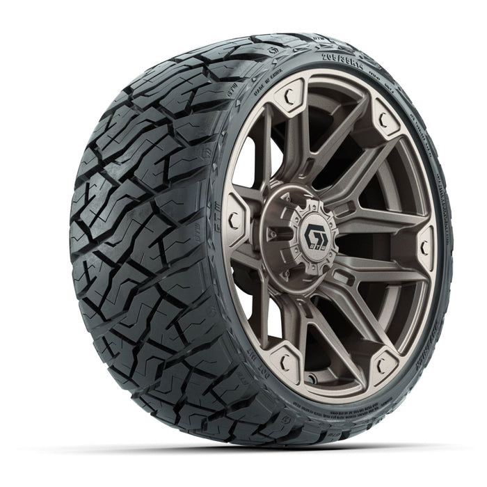 GTW 14' Graffiti Wheels Satin Bronze/Black and Maverick Low Profile & All Terrain Tires Combo Set of 4