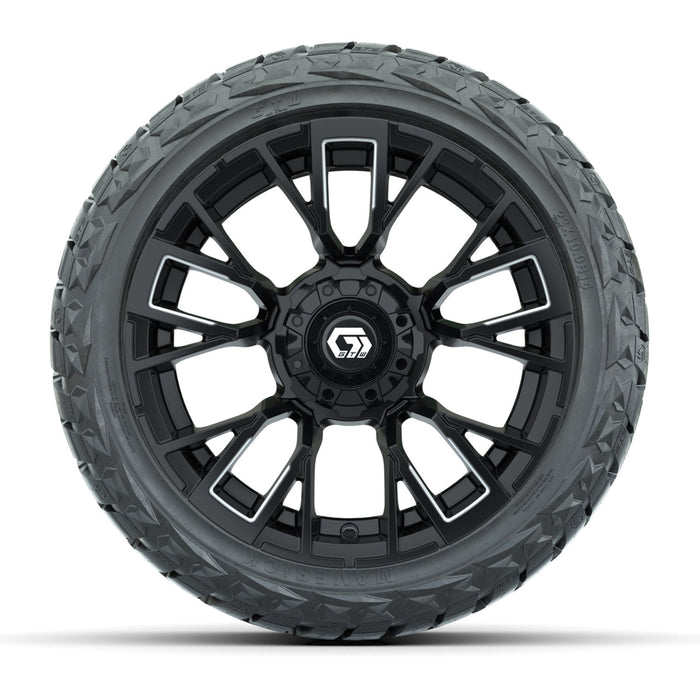 GTW 14' Vandal Wheels Machined Matte Black and Maverick Low Profile & All Terrain Tires Combo Set of 4