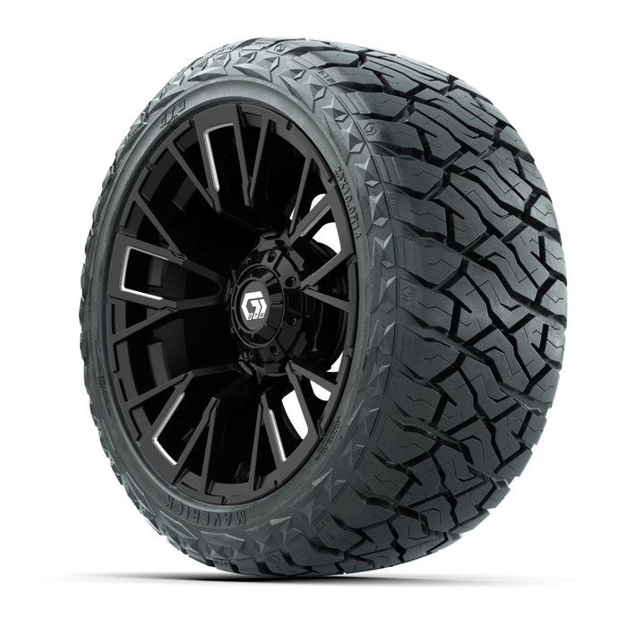 GTW 14' Vandal Wheels Machined Matte Black and Maverick Low Profile & All Terrain Tires Combo Set of 4