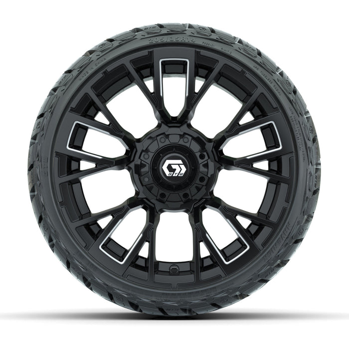 GTW 14' Vandal Wheels Machined Matte Black and Maverick Low Profile & All Terrain Tires Combo Set of 4