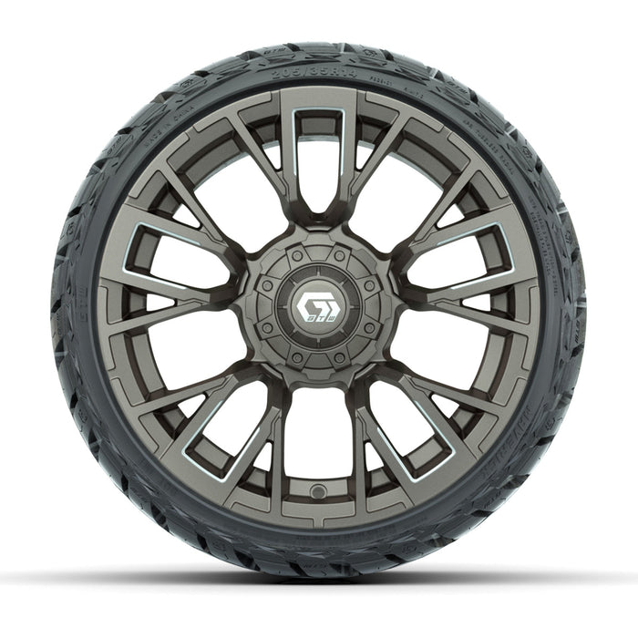 GTW 14' Vandal Wheels Machined Satin Bronze and Maverick Low Profile & All Terrain Tires Combo Set of 4