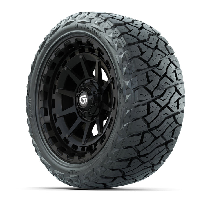 GTW 15' Barricade Wheels Gloss Black and Maverick 23x10.00-R15 All Terrain Tires Combo Set of 4
