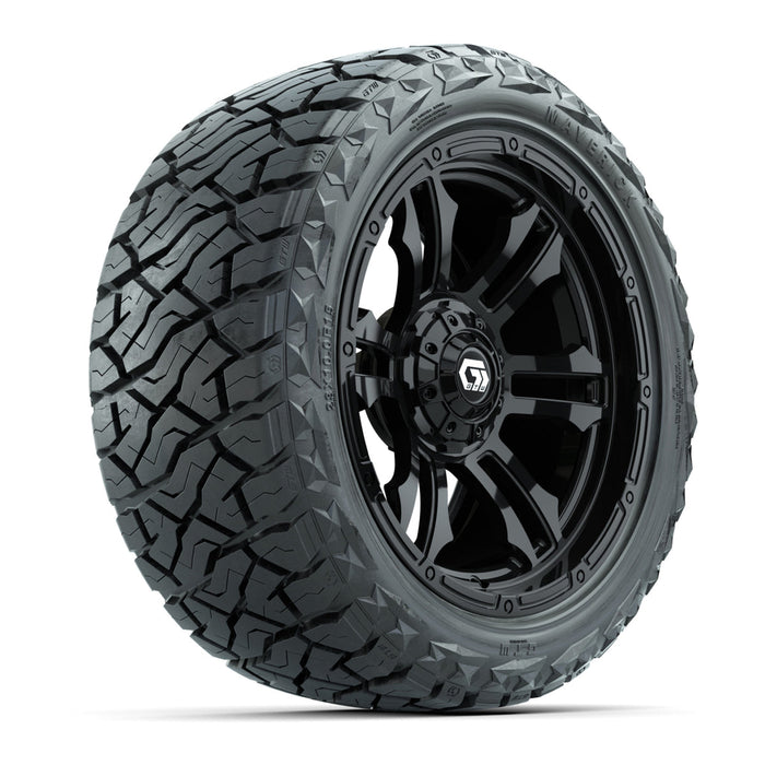GTW 15' Shogun Wheels Gloss Black and Maverick 23x10.00-R15 All Terrain Tires Combo Set of 4