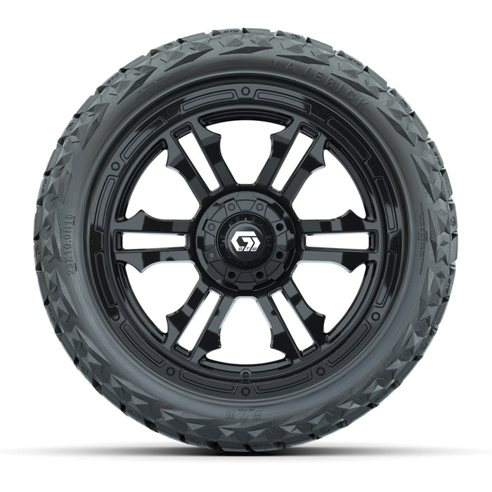 GTW 15' Shogun Wheels Gloss Black and Maverick 23x10.00-R15 All Terrain Tires Combo Set of 4