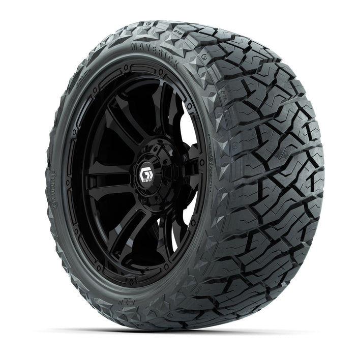 GTW 15' Shogun Wheels Gloss Black and Maverick 23x10.00-R15 All Terrain Tires Combo Set of 4
