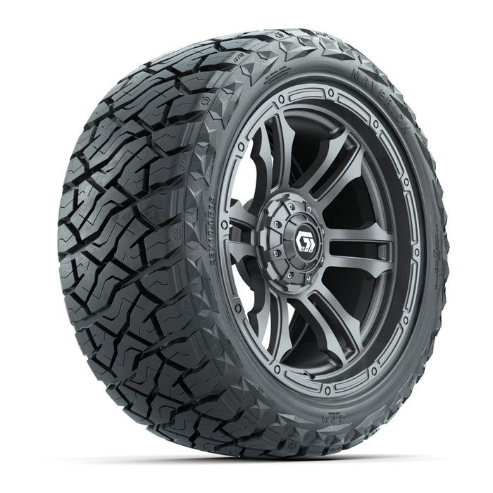 GTW 15' Shogun Wheels Gloss Gunmetal and Maverick 23x10.00-R15 All Terrain Tires Combo Set of 4