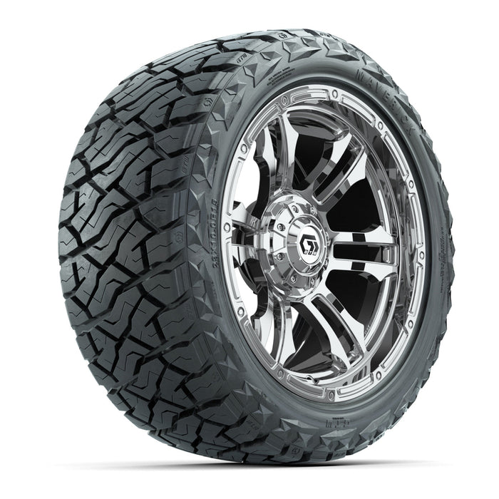 GTW 15' Shogun Wheels Chrome and Maverick 23x10.00-R15 All Terrain Tires Combo Set of 4