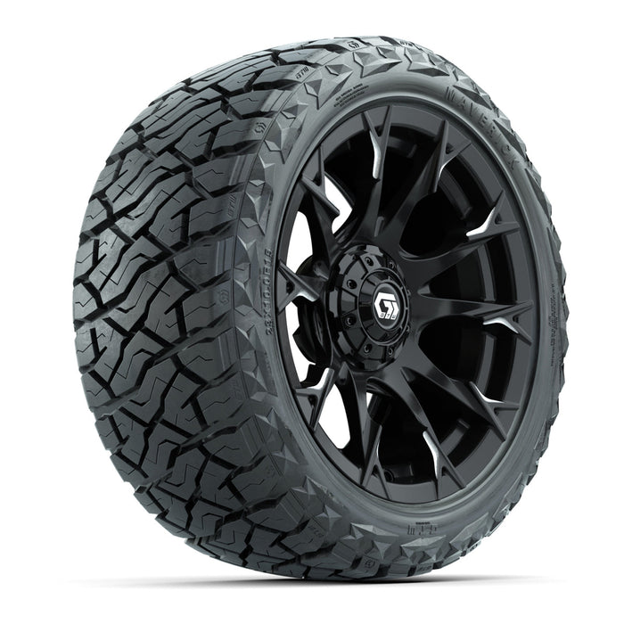 GTW 15' Diablo Wheels Gloss Machined Black and Maverick 23x10.00-R15 All Terrain Tires Combo Set of 4