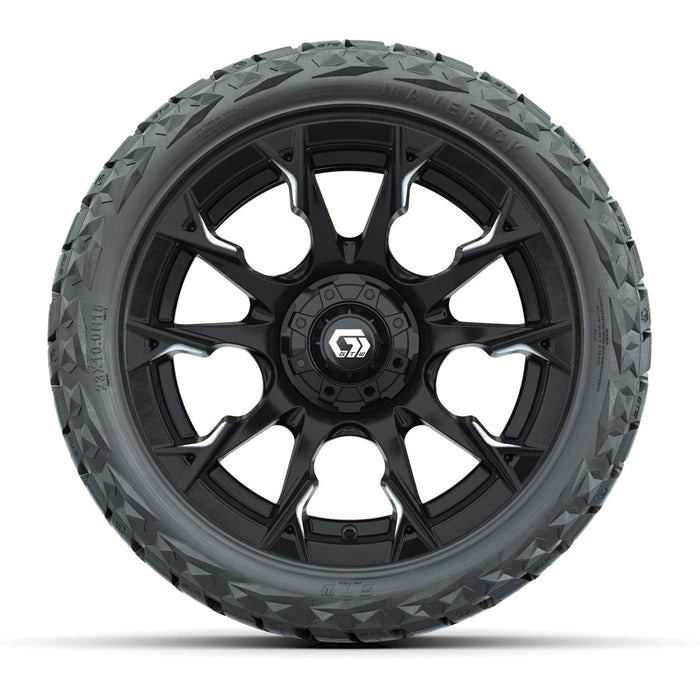 GTW 15' Diablo Wheels Gloss Machined Black and Maverick 23x10.00-R15 All Terrain Tires Combo Set of 4