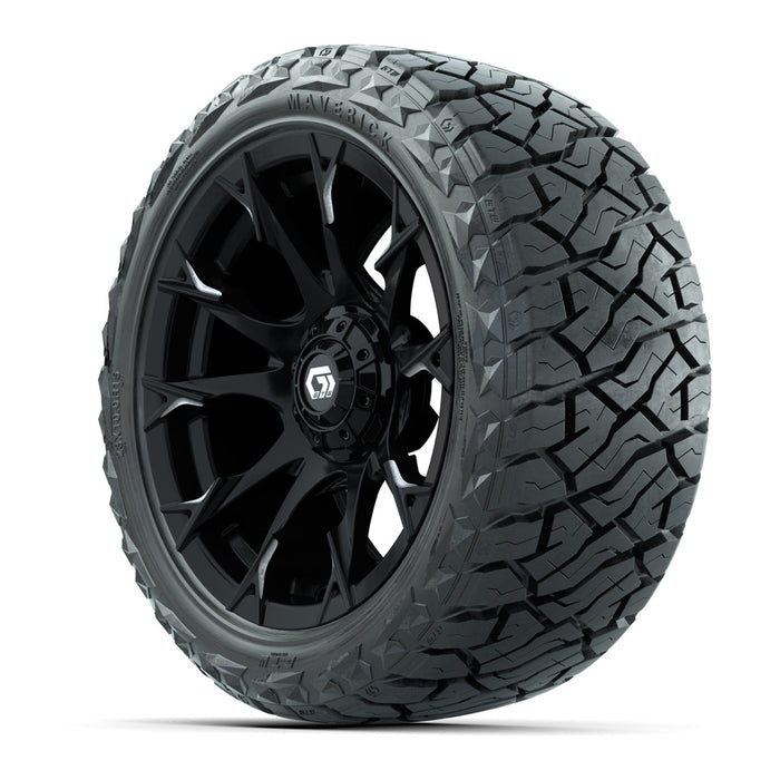 GTW 15' Diablo Wheels Gloss Machined Black and Maverick 23x10.00-R15 All Terrain Tires Combo Set of 4