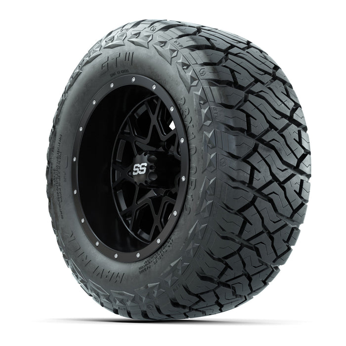 GTW 12' Vortex Wheels Matte Black and Maverick Low Profile & All Terrain Tires Combo Set of 4