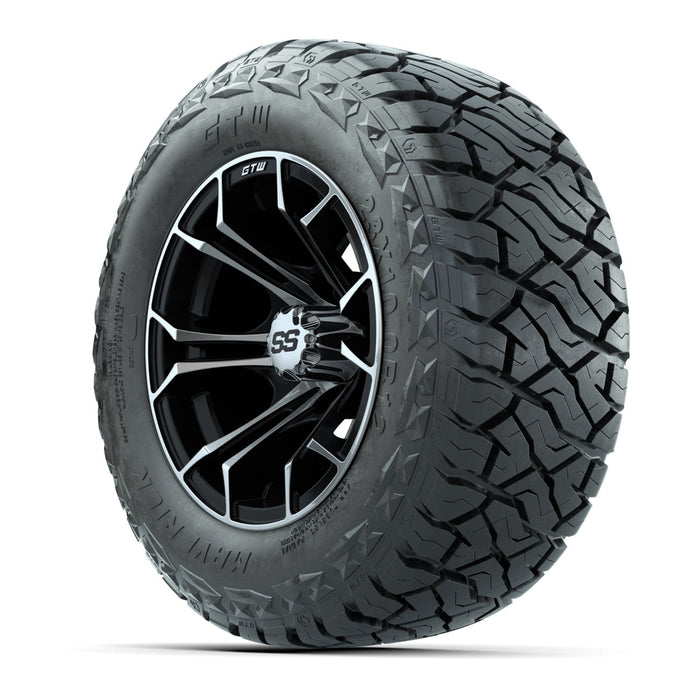 GTW 12' Spyder Wheels Machined Black and Maverick Low Profile & All Terrain Tires Combo Set of 4