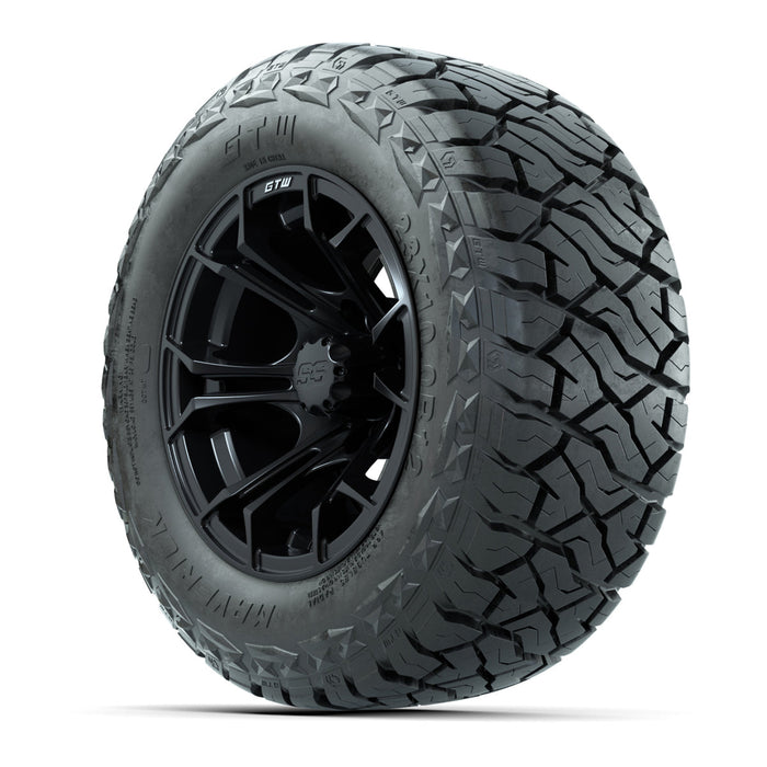 GTW 12' Spyder Wheels Matte Black and Maverick Low Profile & All Terrain Tires Combo Set of 4