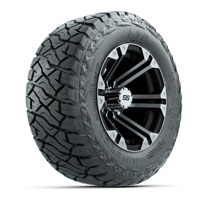 GTW 12' Specter Wheels Machined Black and Maverick Low Profile & All Terrain Tires Combo Set of 4