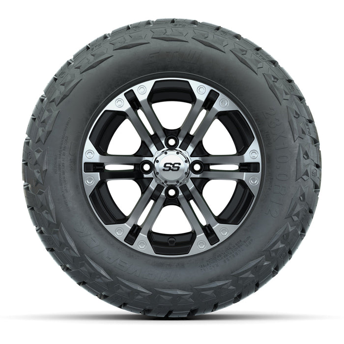 GTW 12' Specter Wheels Machined Black and Maverick Low Profile & All Terrain Tires Combo Set of 4