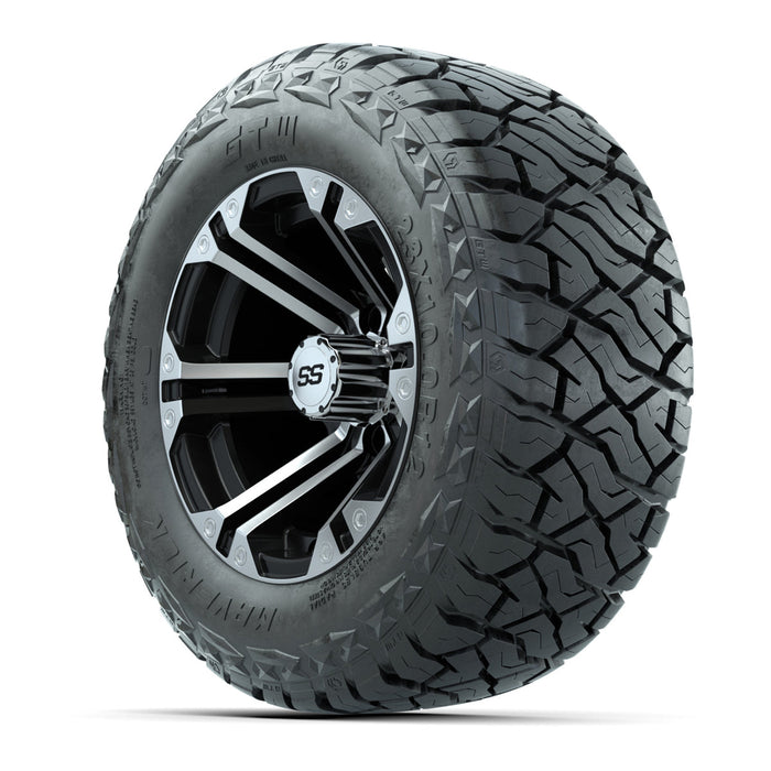 GTW 12' Specter Wheels Machined Black and Maverick Low Profile & All Terrain Tires Combo Set of 4