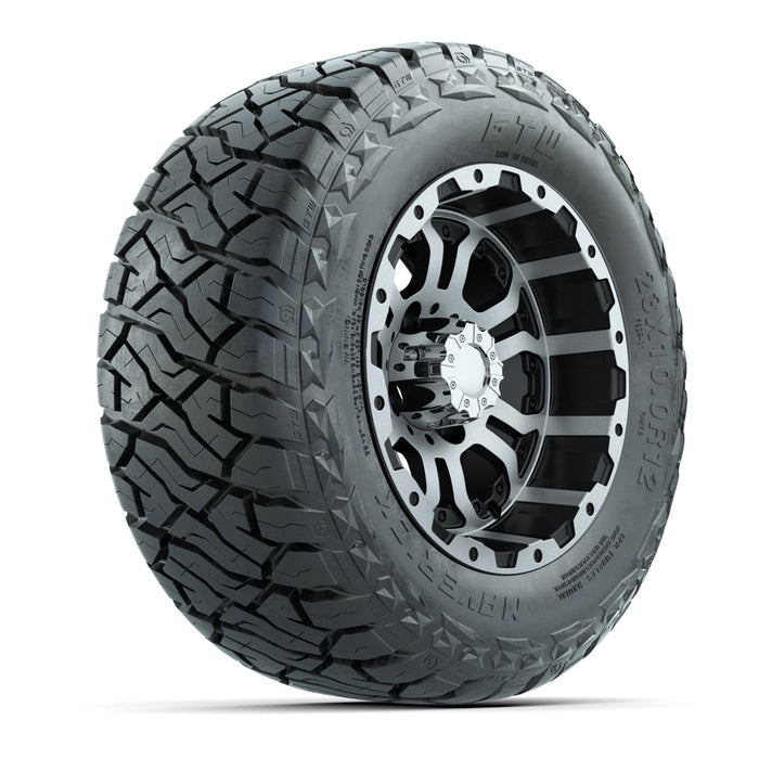 GTW 12' Omega Wheels Machined Black and Maverick Low Profile & All Terrain Tires Combo Set of 4