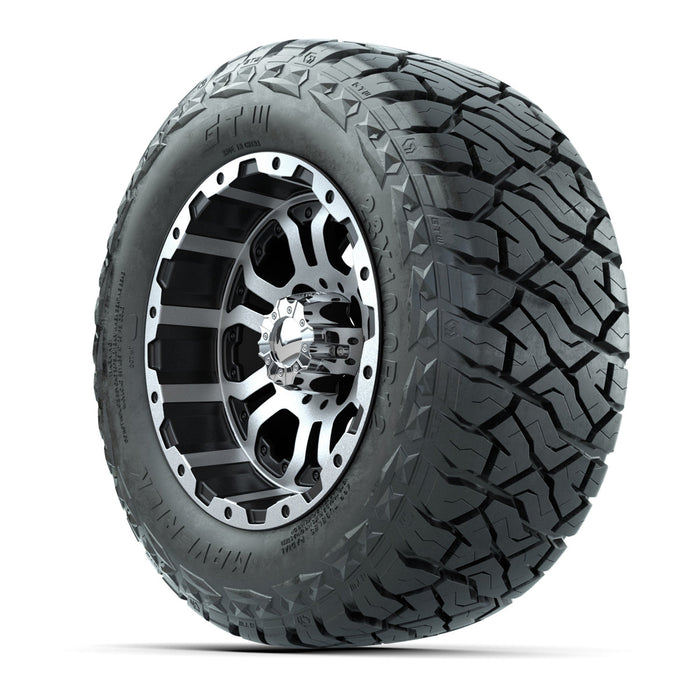GTW 12' Omega Wheels Machined Black and Maverick Low Profile & All Terrain Tires Combo Set of 4