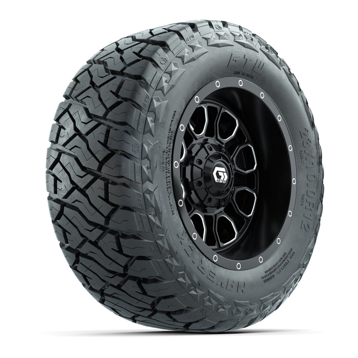 GTW 12' Volt Wheels Machined Black and Maverick Low Profile & All Terrain Tires Combo Set of 4