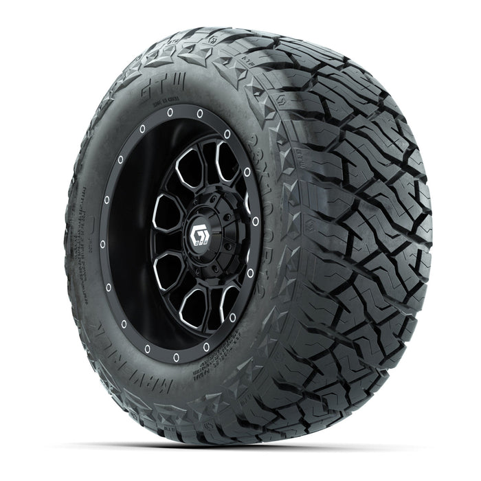 GTW 12' Volt Wheels Machined Black and Maverick Low Profile & All Terrain Tires Combo Set of 4