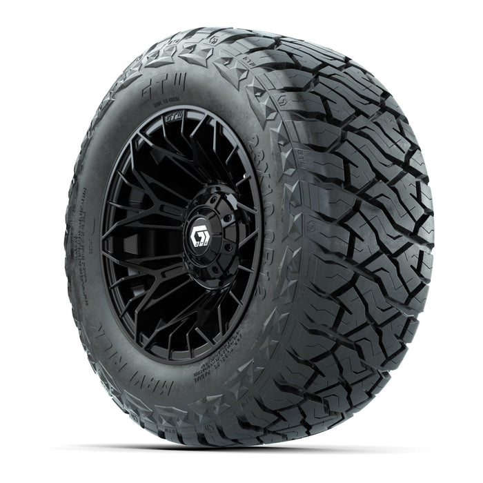 GTW 12' Stellar Wheels Matte Black and Maverick 23x10.00-R12 All Terrain Tires Combo Set of 4