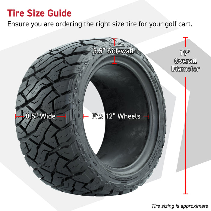 GTW 12' Nexus Wheels Gloss Black/Bronze and Maverick 215/40-R12 Low Profile All Terrain Tires Combo Set of 4