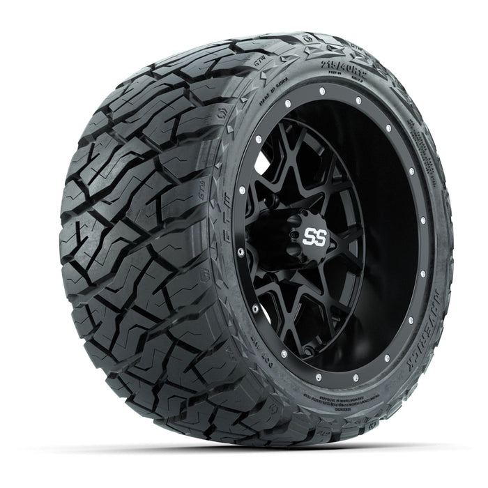 GTW 12' Vortex Wheels Matte Black and Maverick Low Profile & All Terrain Tires Combo Set of 4