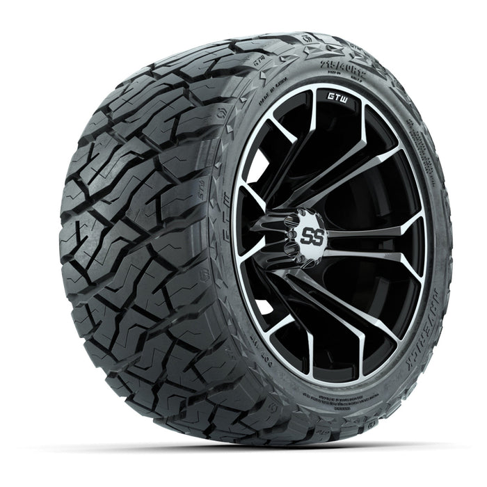 GTW 12' Spyder Wheels Machined Black and Maverick Low Profile & All Terrain Tires Combo Set of 4