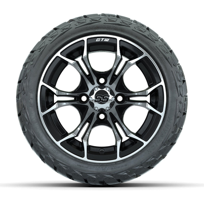 GTW 12' Spyder Wheels Machined Black and Maverick Low Profile & All Terrain Tires Combo Set of 4
