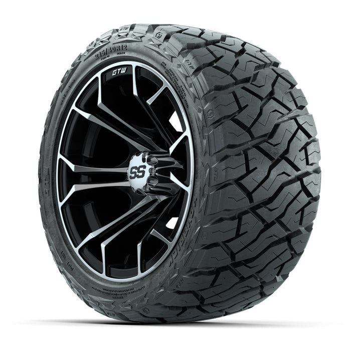 GTW 12' Spyder Wheels Machined Black and Maverick Low Profile & All Terrain Tires Combo Set of 4