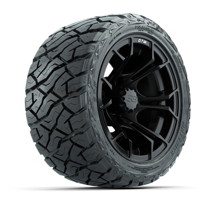 GTW 12' Spyder Wheels Matte Black and Maverick Low Profile & All Terrain Tires Combo Set of 4