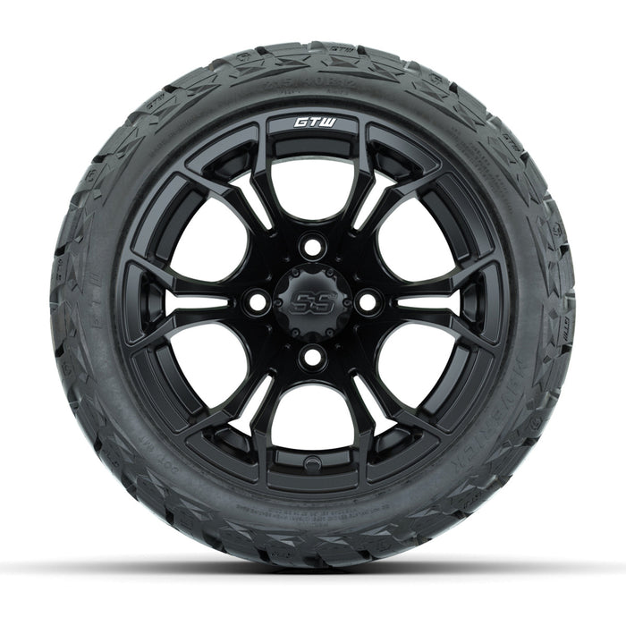 GTW 12' Spyder Wheels Matte Black and Maverick Low Profile & All Terrain Tires Combo Set of 4
