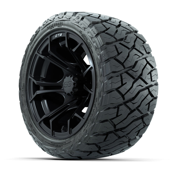 GTW 12' Spyder Wheels Matte Black and Maverick Low Profile & All Terrain Tires Combo Set of 4